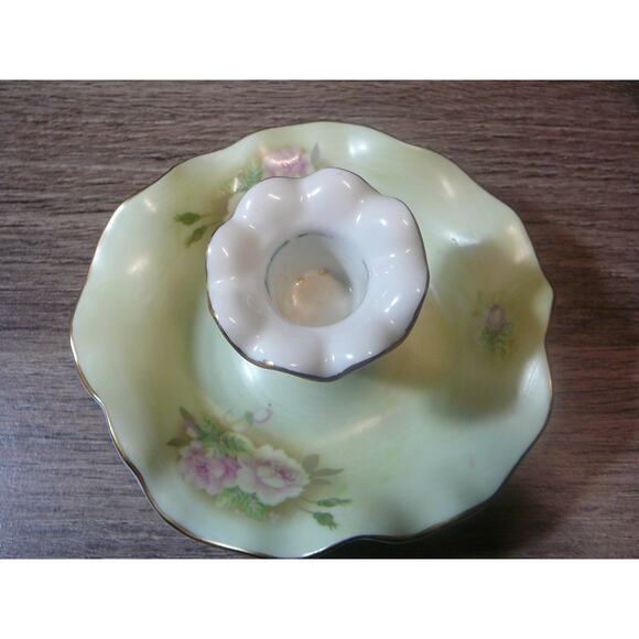 Vintage 1999 Lefton Bone China Handpainted Candle Holder #12378 - Picture 2 of 7